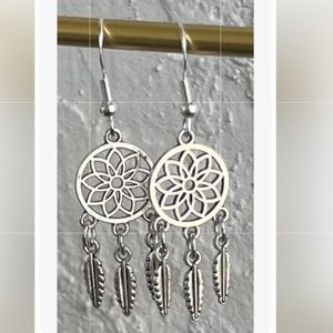 Dream Catcher Feathers Dangle Drop Earrings Boho